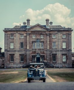 Image of wedding car in front of Cusworth Hall