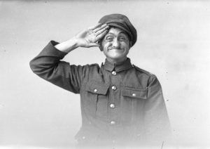 Photograph of saluting soldier from First World War