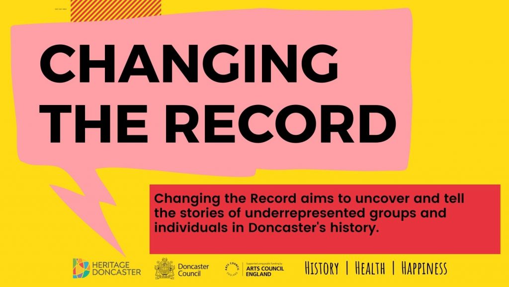 Text on a colourful background that reads Changing the Record.
