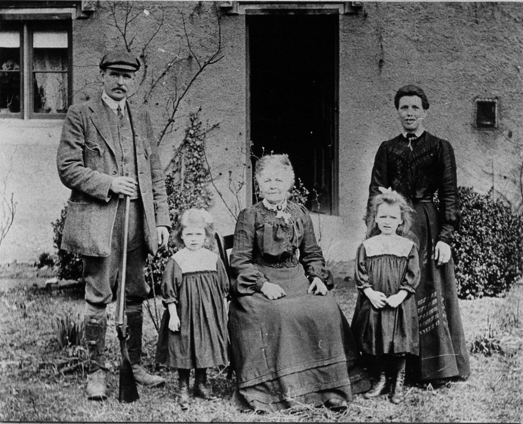 Fred Wright with his family in front of the Cusworth estate gamekeeper cottage